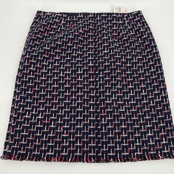 Talbots Womens Boucle Wrap Skirt Knee Length Navy Red White Size 16 New - Picture 8 of 14